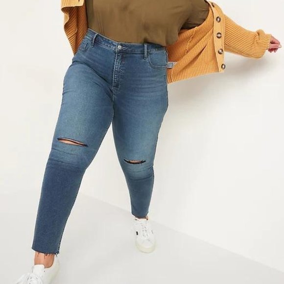 Old Navy Extra High-Waisted Rockstar 360° Stretch Skinny Ripped Ankle Jeans New - Picture 4 of 6